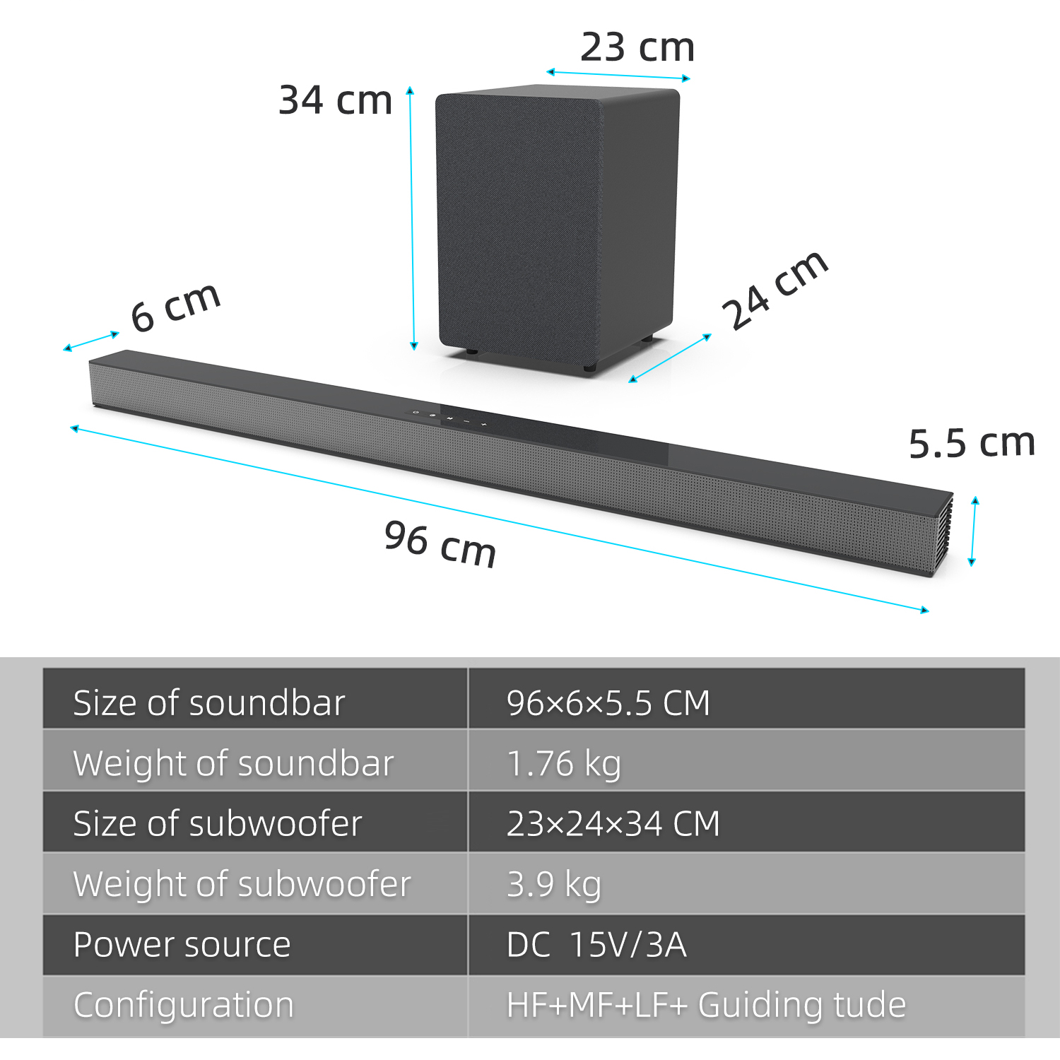 84W TV Sound Bar with Subwoofe - Home Cinema Speaker System ulasan dan harga