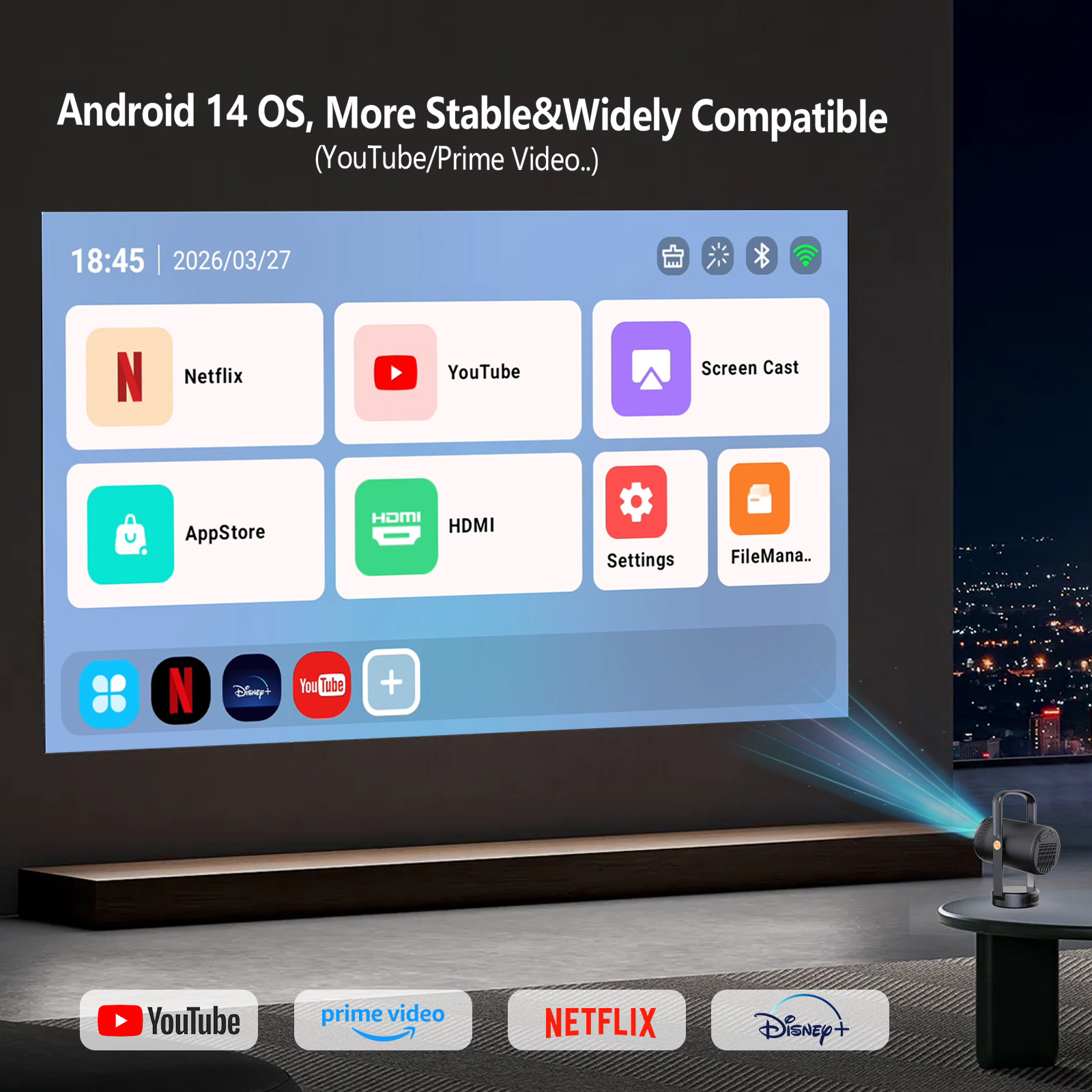 2026 New Smart Portable Projec - Home Cinema Movies ulasan dan harga