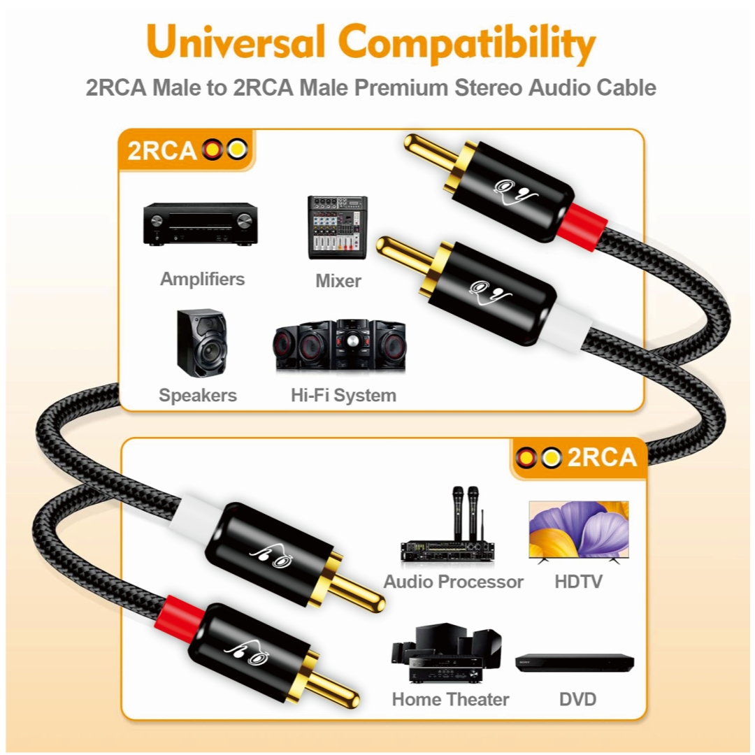 RG 2 RCA to 2 RCA Stereo Cable - Home Cinema Speakers ulasan dan harga