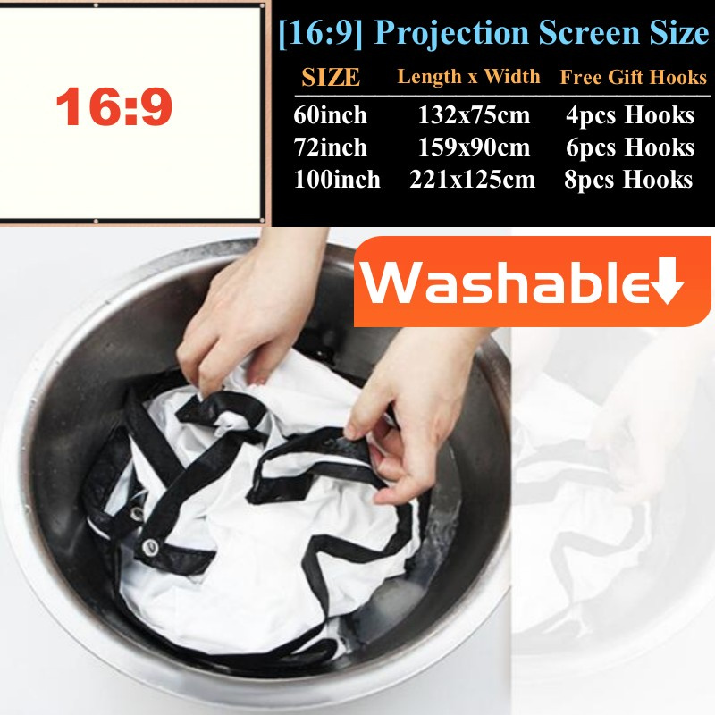 Projector Screen 16:9 Portable - Home Cinema Blanc ulasan dan harga