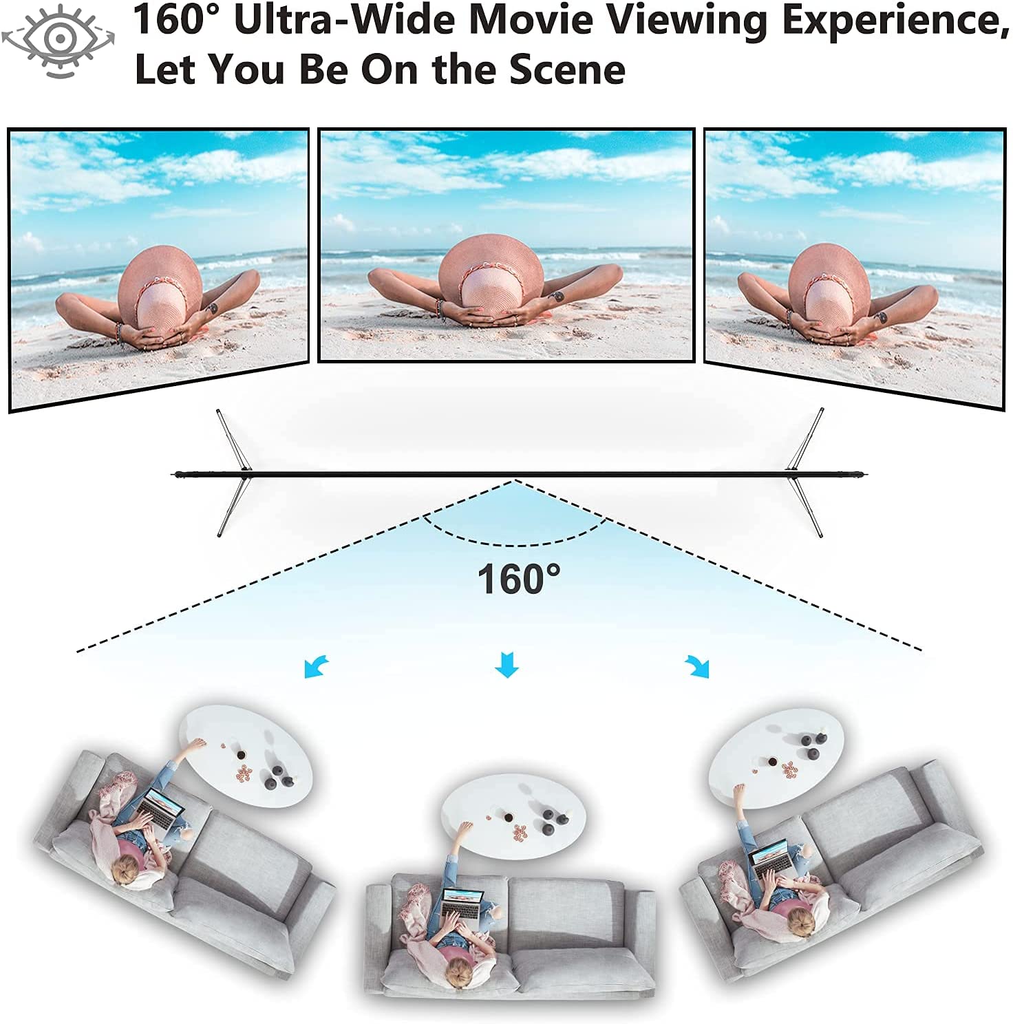 120 inch Portable Projector Sc - Home Cinema Blanc ulasan dan harga